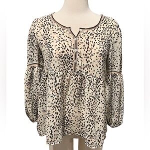 NWT MAX STUDIO Spotted Print Cream Lightweight Blouse